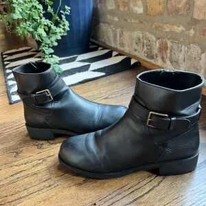 Women’s Cole Haan 100% Waterproof Black Leather Ankle Boots with Buckle